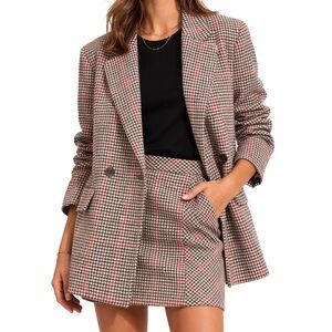 H&M Double-Breasted Plaid Blazer – Size 2